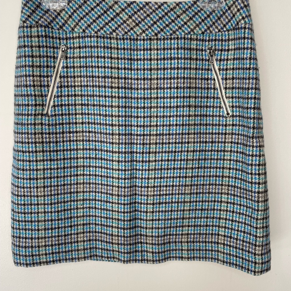 Talbots Petite Blue Black Beige Plaid Lined Skirt Sizee 6 Petite